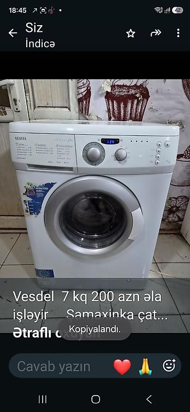 tikis masini satilir: Vesdel 7 kq 200 azn əla işləyir Şamaxinka çatdrma əlavə ödəniş — 1