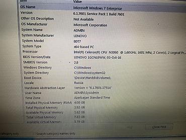 Lenovo: Lenovo noutbuk köhnə model Texniki göstəricilər: - Model: Lenovo 80T7 — 3
