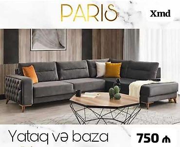 divan acilan: PARIS künc divan dəsti - Müasir dizayn: tünd boz rəng, taxta ayaqlar — 1