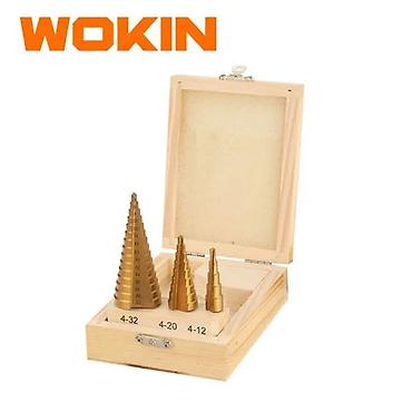 siverler: WOKIN Qazma Ucu Dəsti – 3 Parça (Model 756603) Pilləli (kozalak) — 1