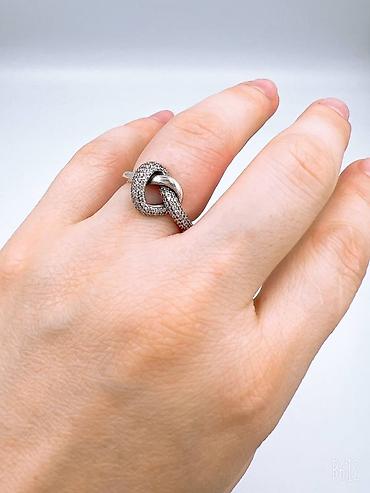 Серебряные кольца: Кольцо, Коктейльное, Проба 925, Женские, Фианит, Новый — 16