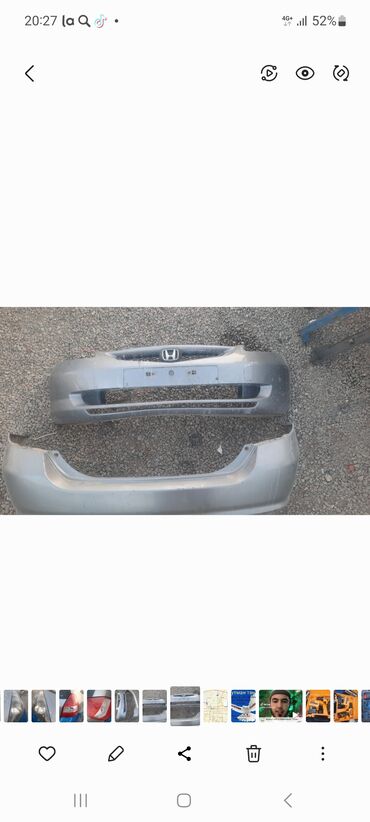 фит салон: Передний Бампер Honda 2003 г., Б/у, цвет - Серый, Оригинал