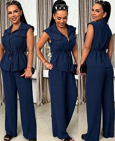 versace helanke: Dvodelniženski komplet – košulja bez rukava + široke pantalone 2550 — 3