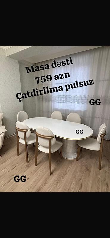 Столы и стулья: Məhsul: Klassik üslubda yemək otağı masa dəstləri • Masa ölçüsü: 2×1 — 10