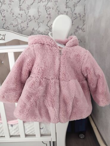 детский пальто: Детская шубка/куртка с ушками - Цвет: нежно‑розовый - Материал верха
