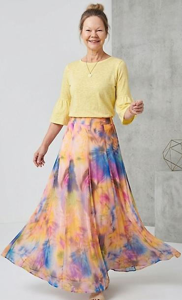 gloh suknja: Komplet: Suknja i Majica.Duga lepršava suknja sa akvarel/ tie-dye — 1