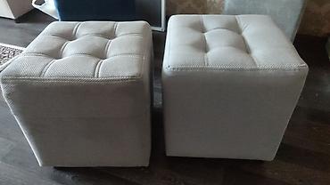 Пуфики: Элегантная банкетка прямоугольной формы, обтянутая мягкой тканью — 25