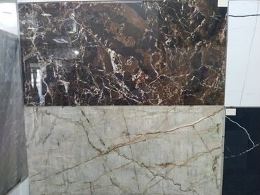 islenmis kafel metlax: Qəhvəyi və boz tonlarda, mərmər naxışlı keramik plitələr. Bu plitələr