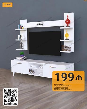 Ev və bağ: TV altlığı və divar rəf dəsti - Model: La Mini - Ölçülər: D 40 × H 50 — 1