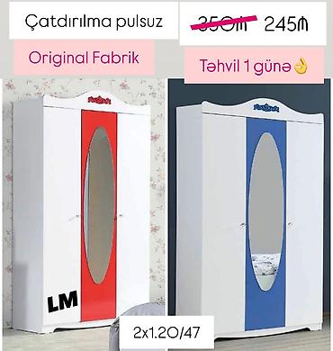 kohnə samavar: Uşaq/yeniyetmə otağı üçün üçqapılı paltar şkafı. Ağ korpus, ortada — 1