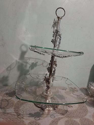 novruz bayramı xonçası: Tort və şiriniyyat qabı, rəng - Gümüşü, Şüşə, Azərbaycan — 2