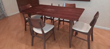 Masa və oturacaq dəstləri: Mətbəx üçün, İşlənmiş, Açılmayan, Dördbucaq masa, 6 stul — 1