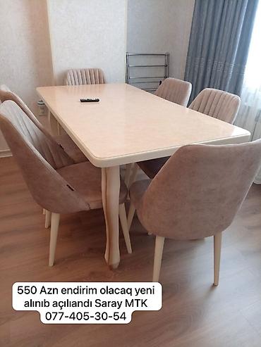 ic dizayn ev: Mətbəx/qonaq otağı üçün elegant yemək dəsti - Dəst: 1 masa + 6 stul - — 1