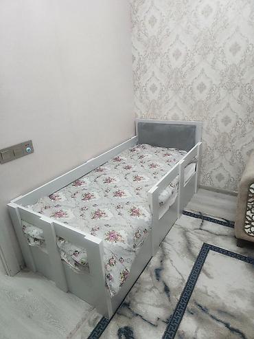 Детская мебель: Uşaq üçün təhlükəsizlik məhəccərli tək nəfərlik çarpayı - Rəng: ağ - — 3