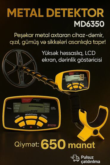 Biznes üçün program təminatı: Metal detektor MD6350 - Peşəkar metal axtaran cihaz: dəmir, qızıl
