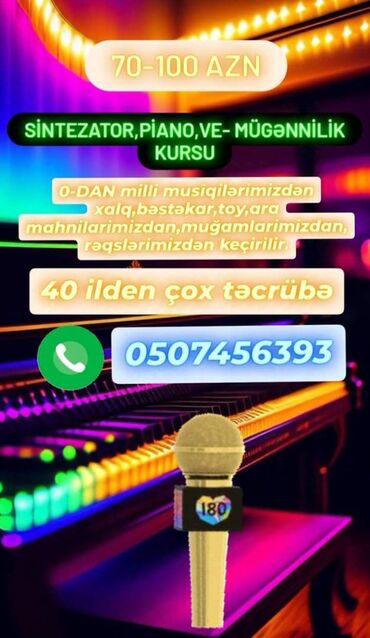 Digər kurslar: Sintezator piano dərsləri. 0-dan. Ünvan:Gənclik.m. yanında