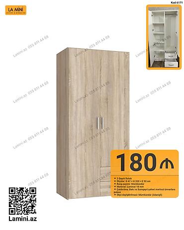 Mebel: LA MINI iki qapılı dolab - Ölçülər: Dərinlik 47 sm × Hündürlük 200 sm — 1