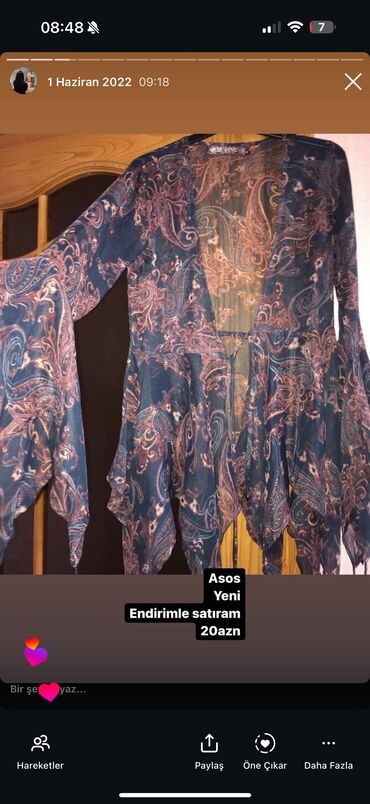Dəstlər, kostyumlar: Asos hem maykalarin uzerinden hemde plyan geyimlerin uzerinden geyine