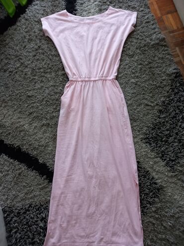 haljina na prugice: M (EU 38), L (EU 40), color - Pink, Other style, Short sleeves