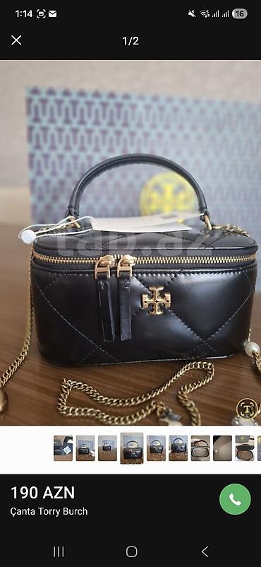 əl işi canta: Tory Burch qadın çantası - Rəng: qara - Material: hamar teksturalı — 1