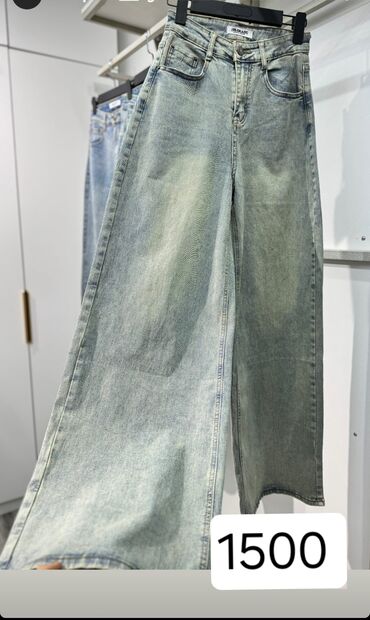 вельветовые женские джинсы: Клеш, Высокая талия
