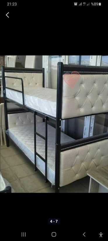 İkimərtəbəli uşaq çarpayıları: Oğlan və qız üçün, Yeni, Çarpayı, Matras ilə, Siyirməsiz — 5