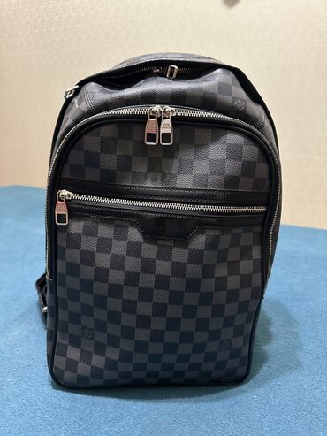 мужские рюкзаки: Louis Vuitton кожаный рюкзак шахматы реплика качества 100% покупал