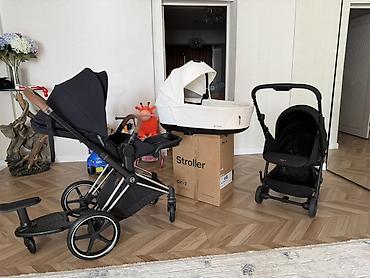 ам ням: Коляска Cybex Priam 4 Белая люлька Черный прогулочный блок Полный — 8