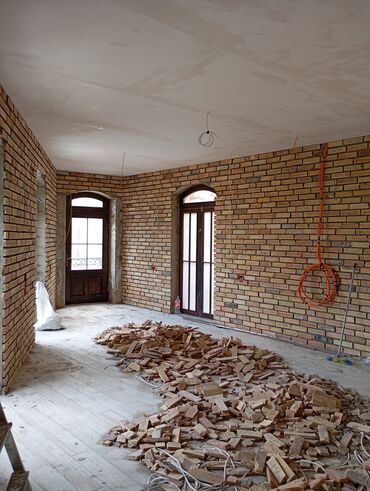 Fasad işləri: Kabançik usdasi dekorativni daş cay dasdari travertin daşlarin — 11