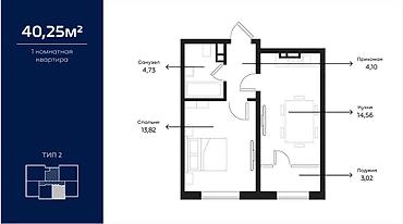 1 комната, 40 м², Южная Магистраль Элитка, 9 этаж, Евроремонт