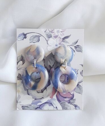 Earrings: Screwback earrings, Material: Stainless steel, Polymer clay