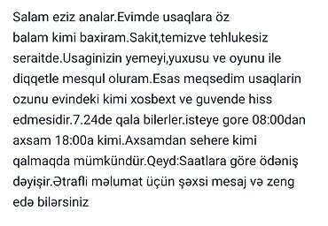 gemide fehle isi: Her vaxtiniz xeyir olsun.Evimde usaqlara oz balam kimi baxiram.Fikri — 1