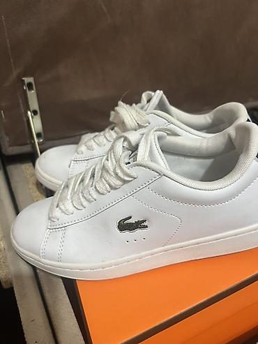 lacoste кроссовки: Белые кеды Lacoste - Классический низкий силуэт - Верх из гладкого — 1
