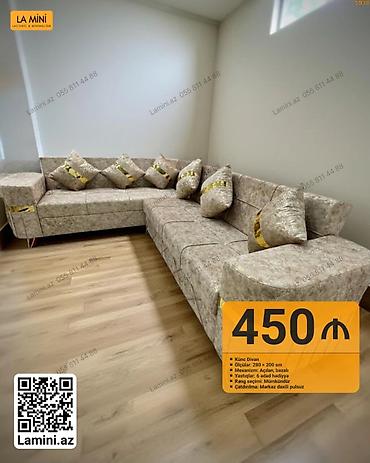Künc Divan – La Mini - Ölçülər: 280 × 200 sm - Mexanizm: açılan