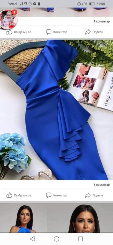 haljina moderna: S (EU 36), M (EU 38), L (EU 40), color - Blue, Evening, Short sleeves