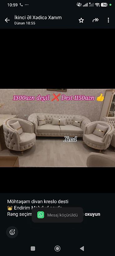 qubka: Möhtəşəm divan kreslo desti 👑 Endirim Məhdud sayda Rəng seçimi — 1
