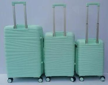Putni koferi i torbe: Set kofera za putovanje – 3 komada, mint zelena boja - Tvrda školjka — 27