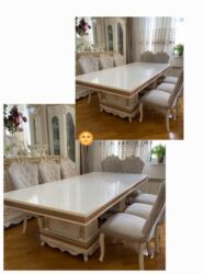 столы для совещаний: Qonaq otağı üçün, İşlənmiş, Açılmayan, Kvadrat masa, 8 stul