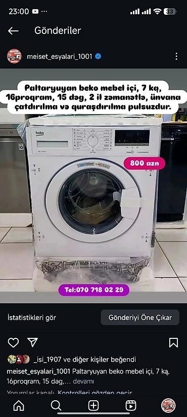 Paltaryuyan maşınlar: Paltaryuyan Anbardan satiş.Qimətlər aşagida qeyd olunub.Ünvana — 28