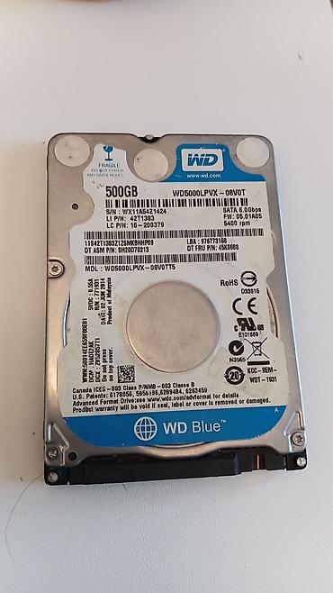 xarici hard disk: WD Blue 2.5" HDD – 500GB - Model: WD5000LPVX (WD Blue) - Form-faktor — 1