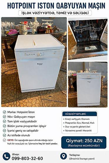 hotpoint: Qabyuyan maşın Hotpoint-Ariston, Tam qabaritli (60 sm.), Ayrıca dayanan, İşlənmiş — 1