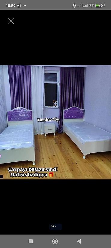 Uşaqlar üçün iki ədəd tək nəfərlik çarpayı dəsti. - Rəng: ağ gövdə