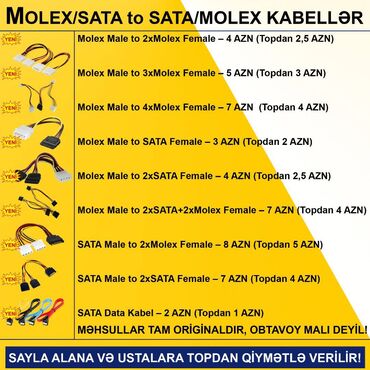 Digər kompüter aksesuarları: Kabellər "MOLEX/SATA to SATA/MOLEX Original" SAYLA ALANA VƏ USTALARA -da lalafo.az — 2 Digər kompüter aksesuarları: Kabellər "MOLEX/SATA to SATA/MOLEX Original" SAYLA ALANA VƏ USTALARA — 2