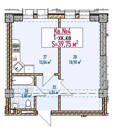 жк нью йорк сити: 1‑комнатная квартира, ЖК New-York citi Elite house Планировка (кв — 1