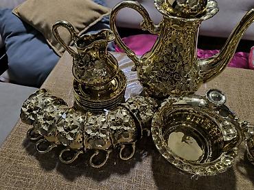 Çay dəsti, rəng - Qızılı, Keramika