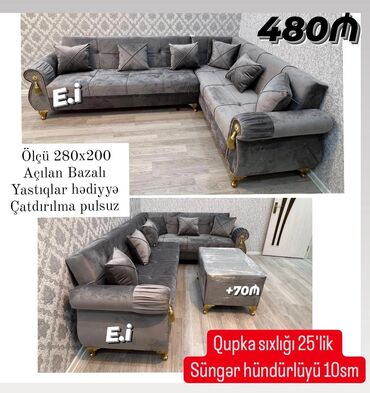 ev ucun mebel: Künc divan, Yeni, Açılan, Bazalı, Parça, Şəhərdaxili pulsuz çatdırılma