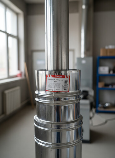 трубы дымохода: Адаптер Ferrum ПП (430/0,5 мм) предназначен для соединения труб