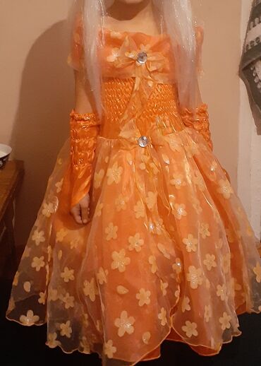шикарный платье: Детское платье, цвет - Оранжевый, Б/у