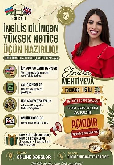 yarım gunluk is: Xarici dil kursu, İngilis dili, Böyüklər üçün, Uşaqlar üçün, Abituriyentlər üçün — 1