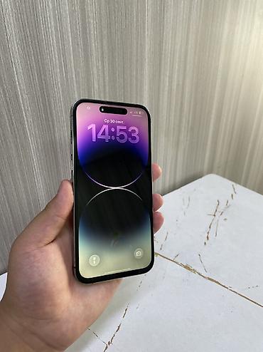 14 поо: IPhone 14 Pro Max, Б/у, 256 ГБ, Deep Purple, Защитное стекло, Чехол, Кабель, 81 % — 2